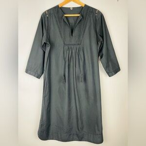 Margaret O’Leary Black V-Neck Cotton Dress